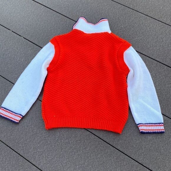 Vintage baby boys knit sweater crochet size 18 months red and white - Picture 7 of 7
